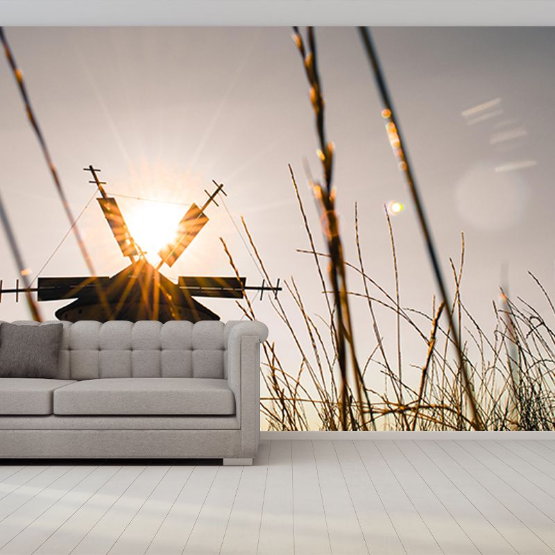 Customized Windmill Photography Mural Wallpaper Eco-friendly for Sitting Room