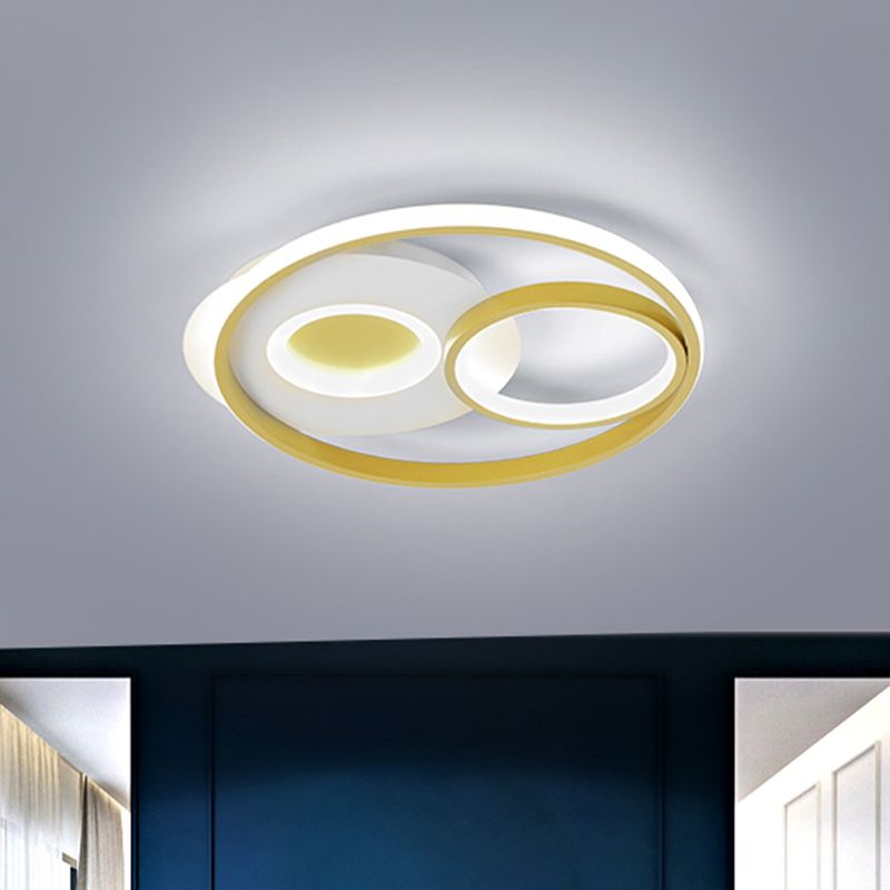 Gold Ring Ceiling Lighting Contemporary 16.5"/20.5" Width LED Metal Flushmount Light for Bedroom