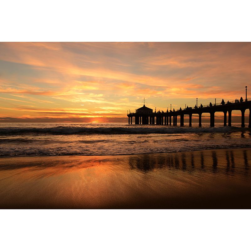 Photography Horizontal Coastal Mural Wallpaper Mildew Resistant for Bathroom