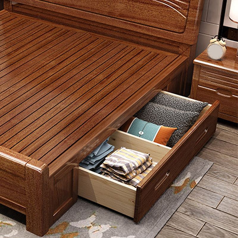 Walnut Wood Bed 85.43" Long 43.30" High Bed with Low Profile