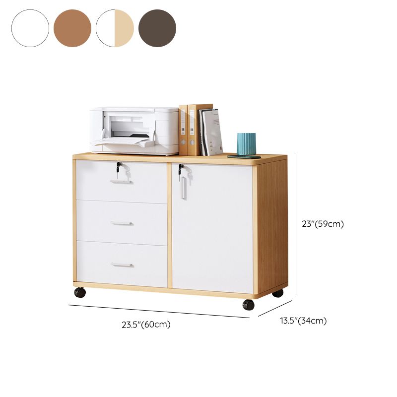 Modern File Cabinet Wooden Frame Lock Storage Filing Cabinet for Office