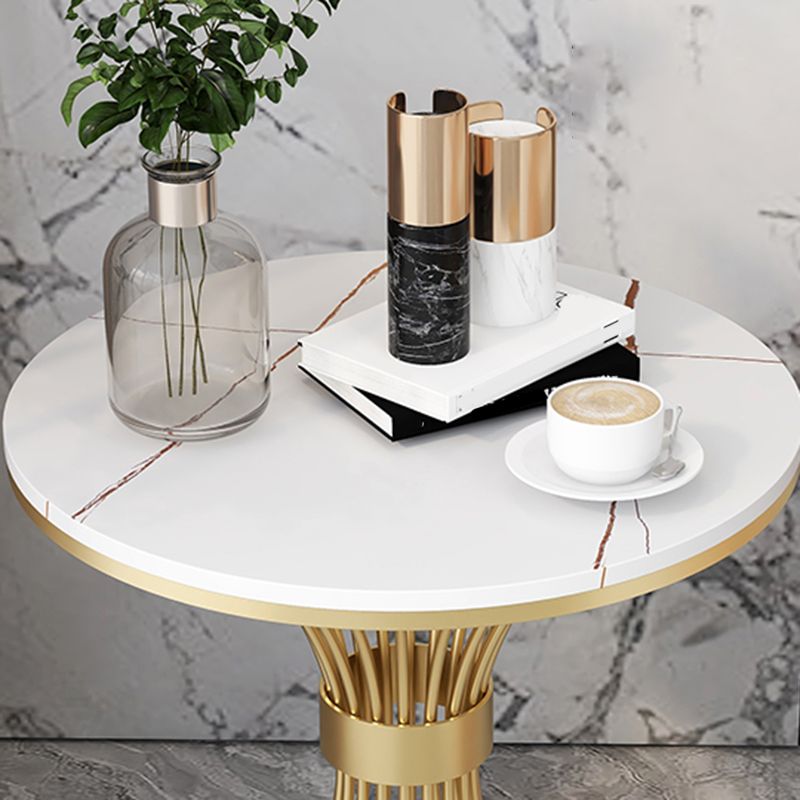 Modern Round Marble Top Side Table Ironcraft Pedestal End Table