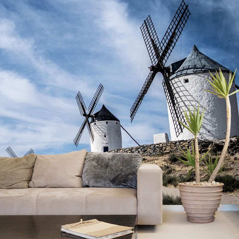 Extra Large Landscapes Windmill Mural Mildew Resistant Wall Art for Home Decor