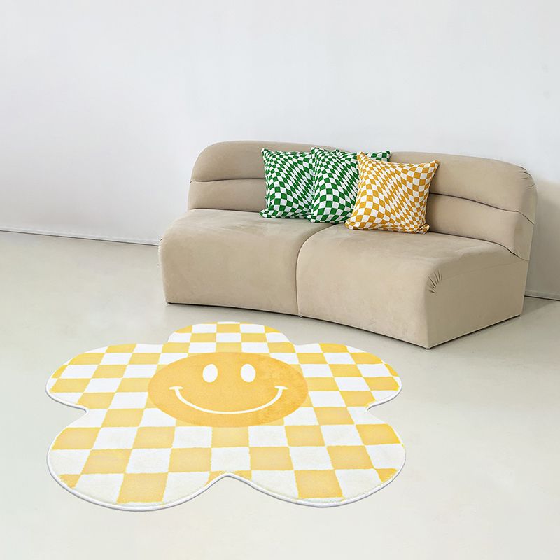 Novelty Flower Shape Rug Lattice Area Rug Polyester Easy Care Carpet for Living Room