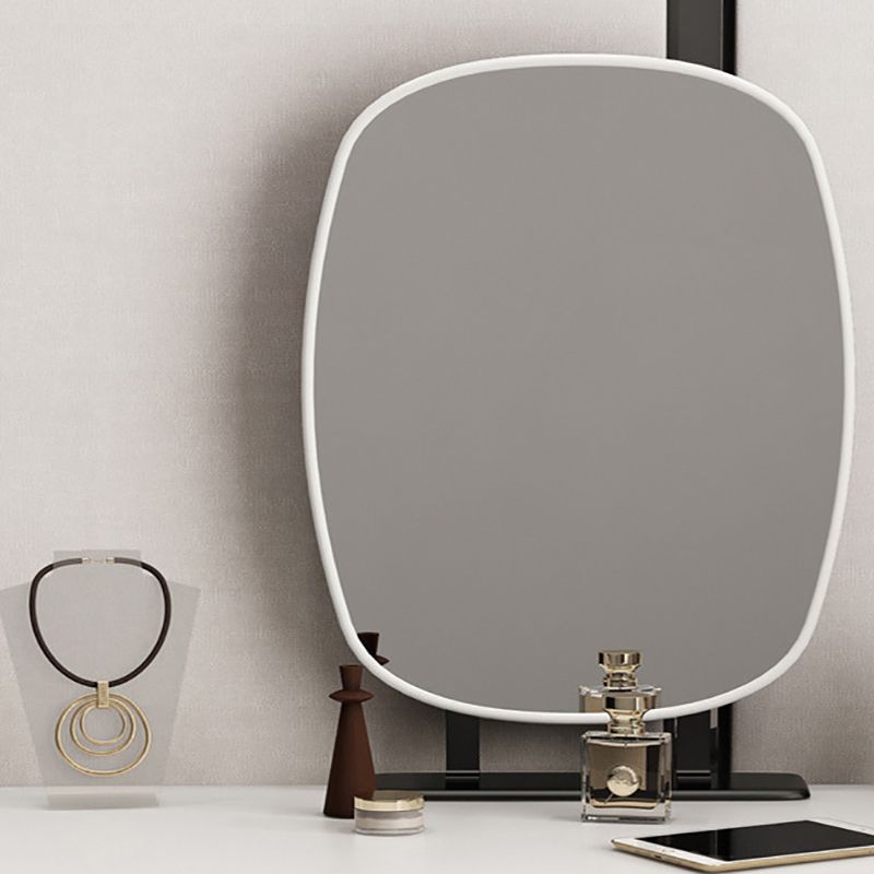 2-Drawer Vanity Set Genuine Leather & Metal Makeup Dressing Table with Mirror and Stool