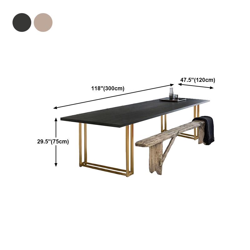 Mesa de comedor rectangular con pedestal doble, mesa fija de madera maciza de lujo