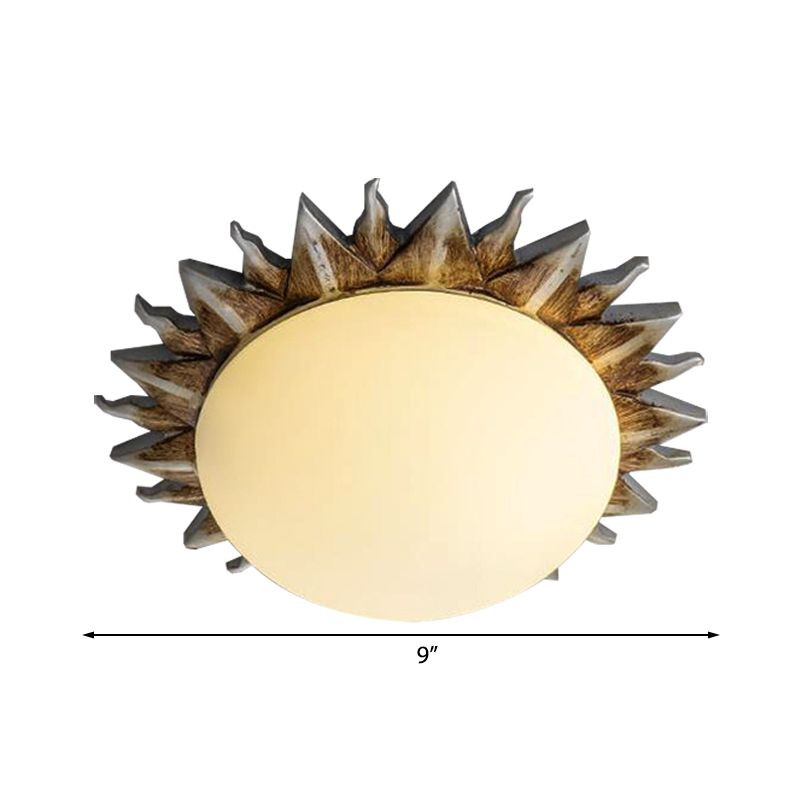 1/3 Lights Sunburst Flush Light Fixture Traditional White Glass Ceiling Mount for Dining Room, 9"/15" Wide