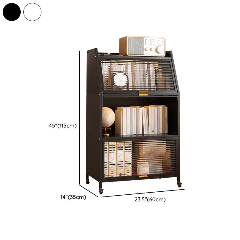 Standard Bookcase Metal Glam Closed Back Bookshelf with Shelves