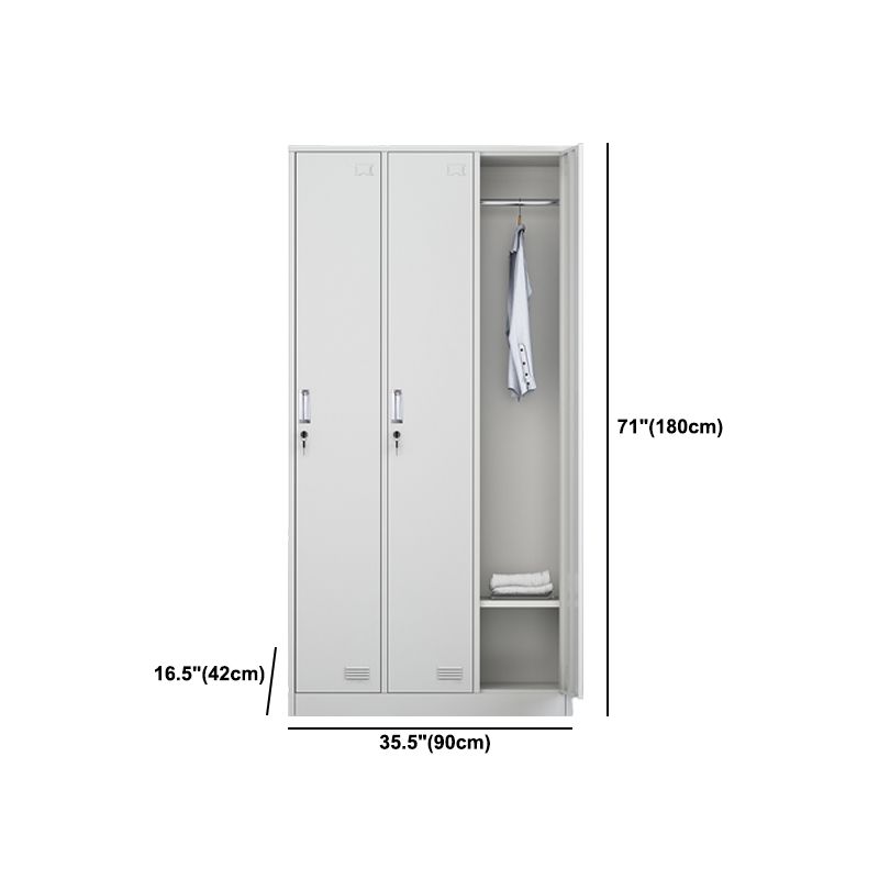 Grey Steel Wardrobe Armoire Contemporary Hinged Wardrobe Cabinet
