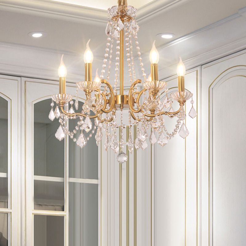 Candela del soffitto del soffitto del soffitto Crystal Crystal Crystal a 6 luci a sospensione Gold Lighting