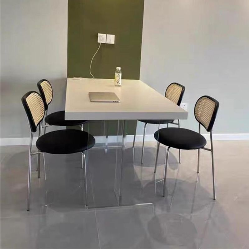 Rectangle Double Pedestal Dining Table Modern Wood Table for Kitchen Dining Room