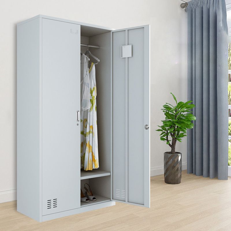 Modern Style Wardrobe Gray Colour Metal Wardrobe Closet with Locks