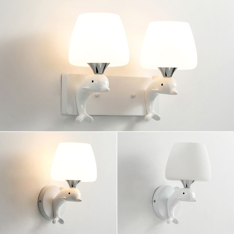 Cartoon Style Iron Wall Light Dolphin Shape Wall Lamp for Children's Room