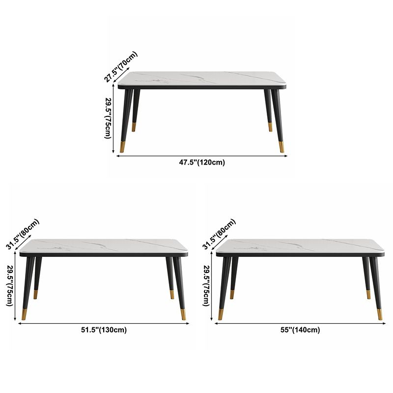 Minimalist Sintered Stone Top Kitchen Dining Table Rectangle Shape Dining Table with 4 Legs Base
