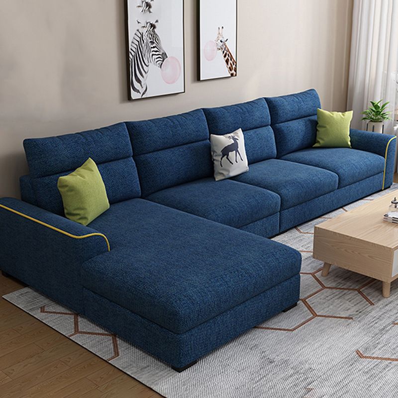 Modern 3-seater Fabric/Faux Leather Sectional Flared Arm Sofa & Chaise