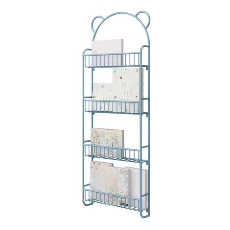 Metal Contemporary Bookshelf Floating Closed Back Bookcase with Shelves