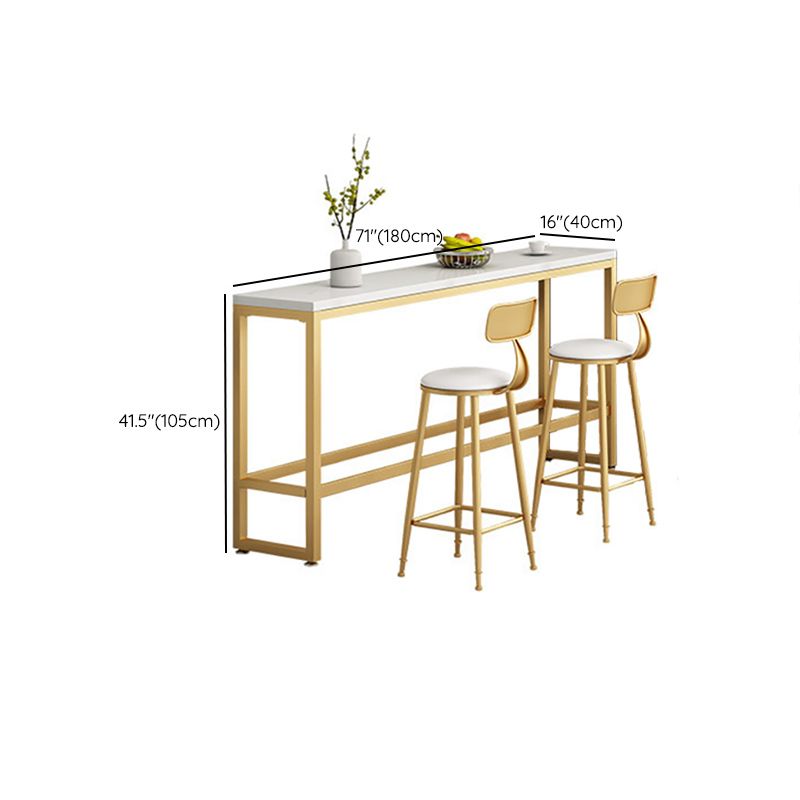 Faux Marble Counter Table Modern Rectangle Counter Table with Metal Legs