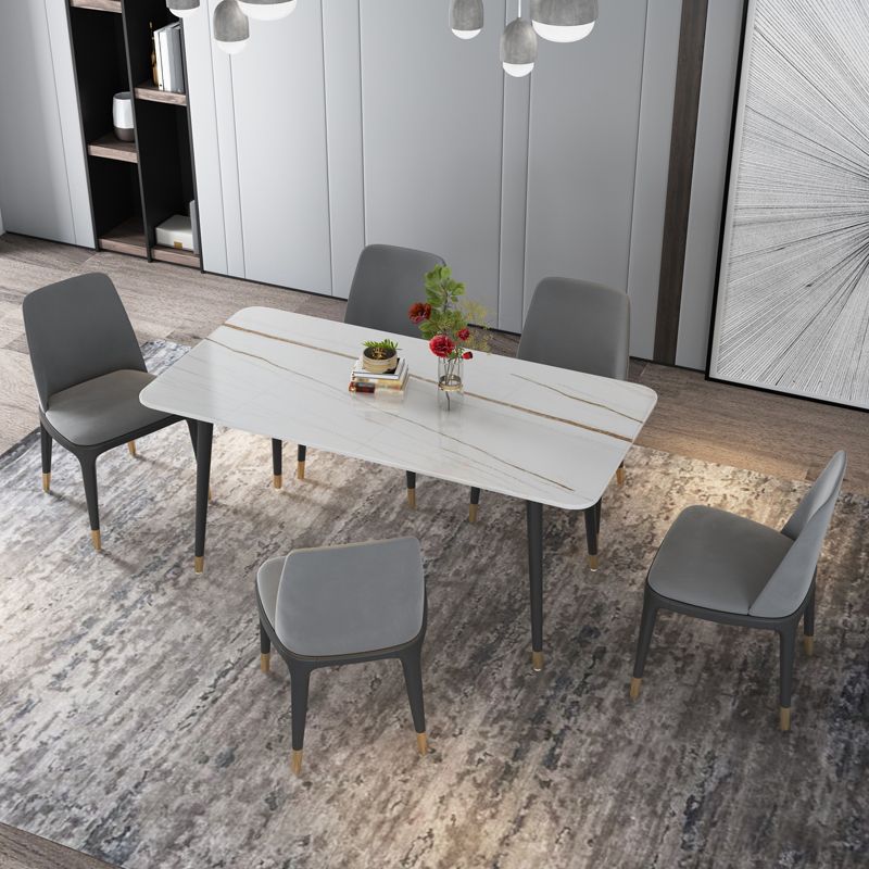 Metal and Stone Table Glam Style Minimalist Home Rectangular Dining Table