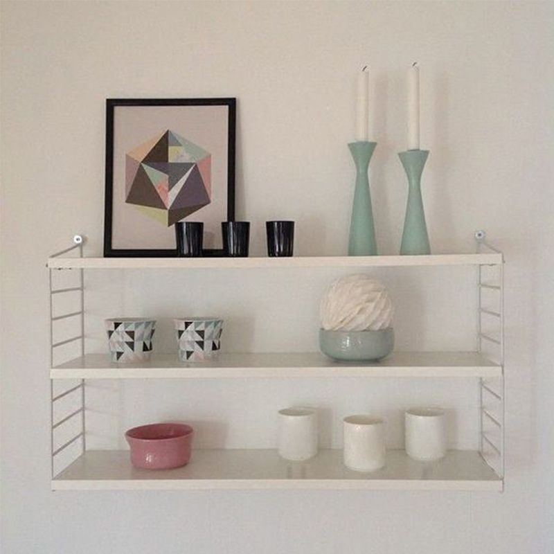 Modern Wall Mounted Bookcase with Solid Wood Rectangular Shelves