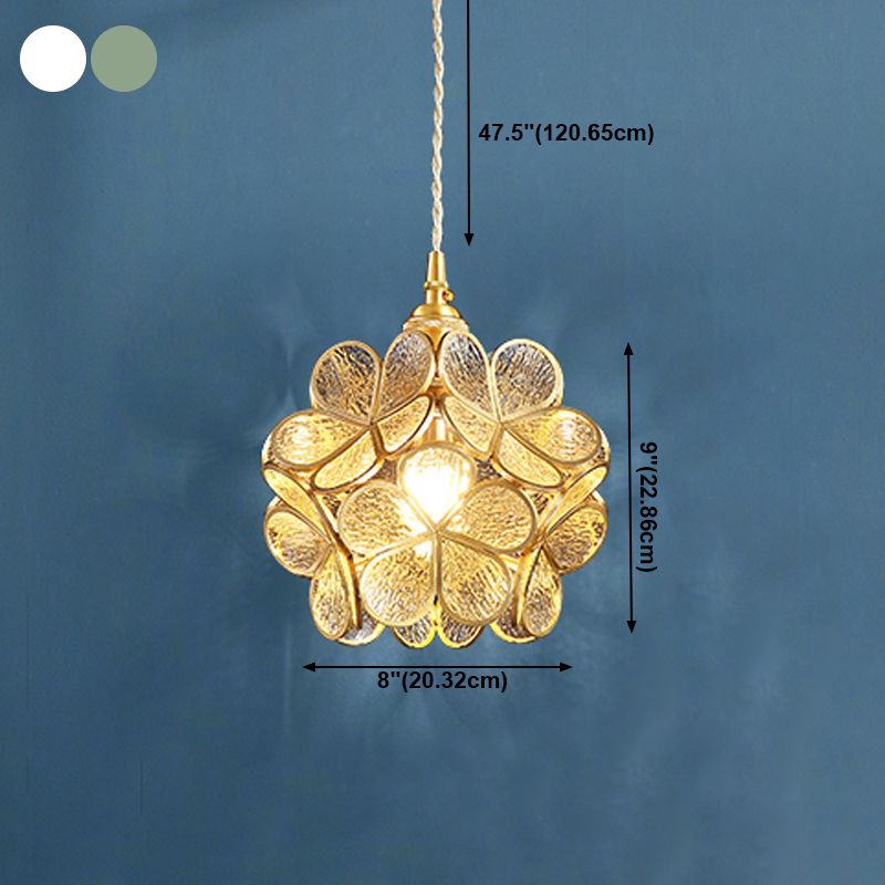 Verre Sphérique Shade Hanging Lights Modern Style 1 Tête Hanging Mount Fixture For Dining Room