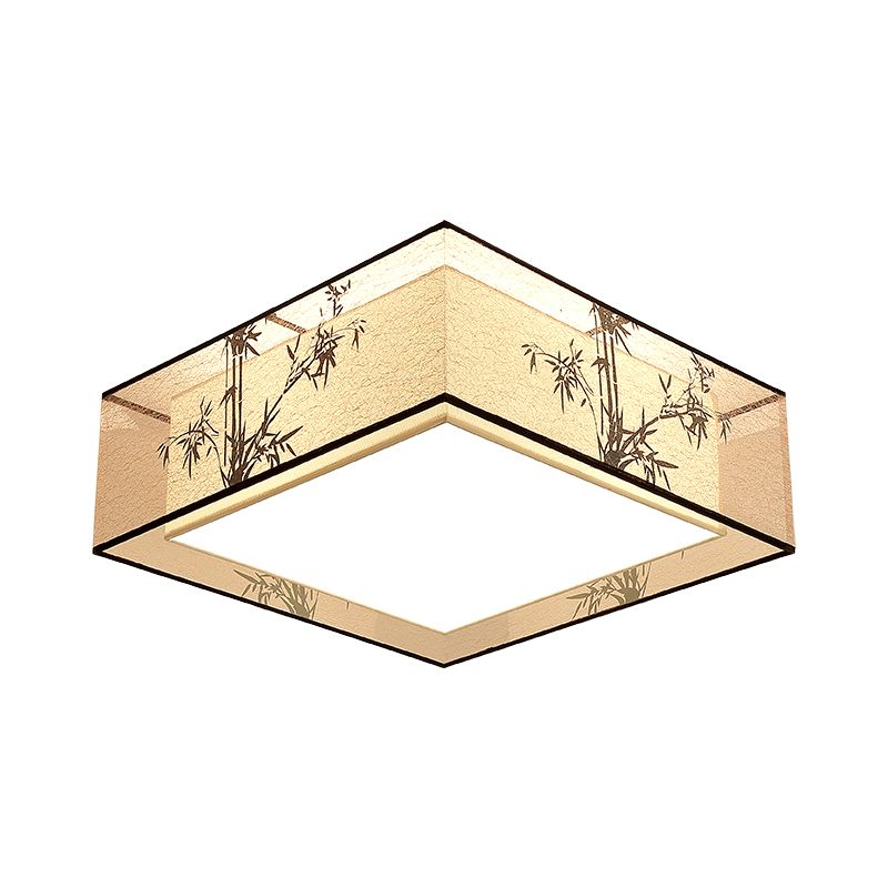 Plafonnier encastré beige en tissu de style chinois pour salon