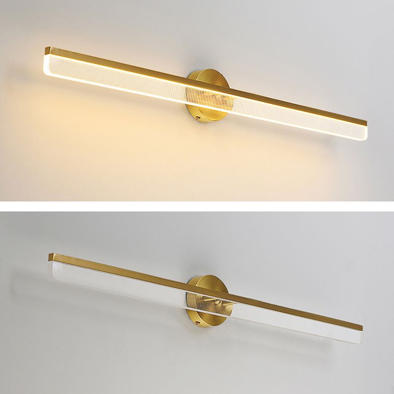 Modern Brass Wall Mounted Mirror Front Lamp LED Rectangle Vanity Lighting for Dressing Table