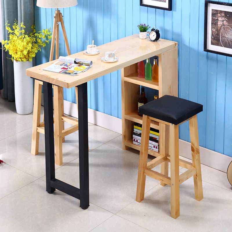 Modern Rectangle Bar Table Set 1/3 Pcs Wooden Brown Bar Table Set