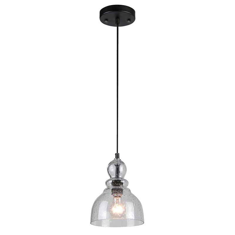 Seeded Glass Retro Industrial Style Hanging Light 7" Wide Single Bulb Metal Lighting Pendant for Bedroom