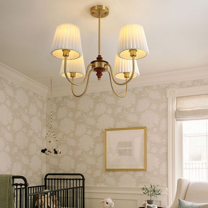 French Style Ceiling Light Cylinder Shape Ceiling Lamp with Fabric Shade for Bedroom