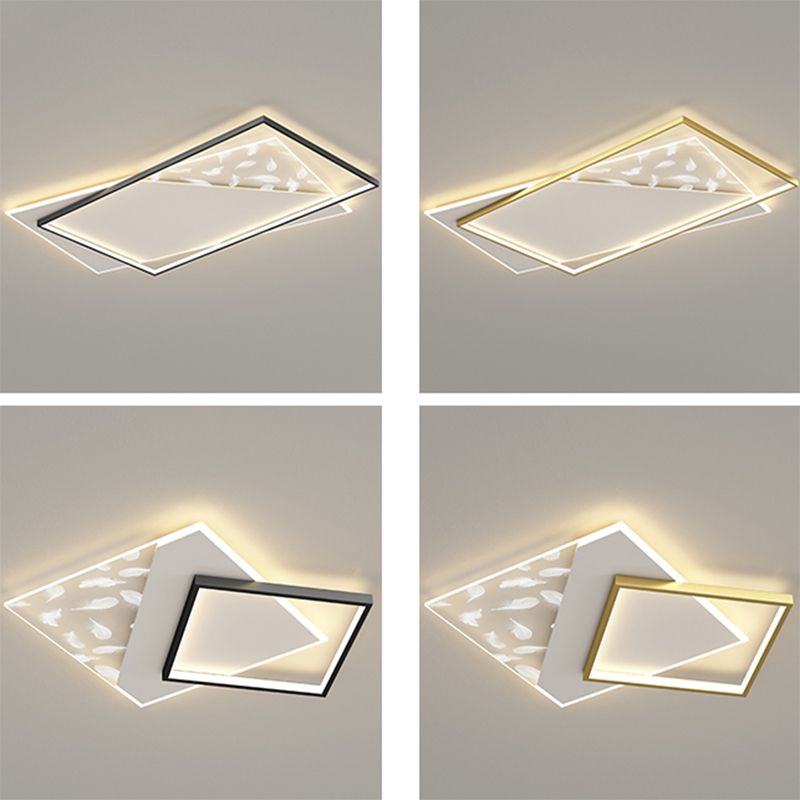 Square Feather LED Semi Flush Mount in Modern Concise Style Acrylic Ceiling Light for Bedroom