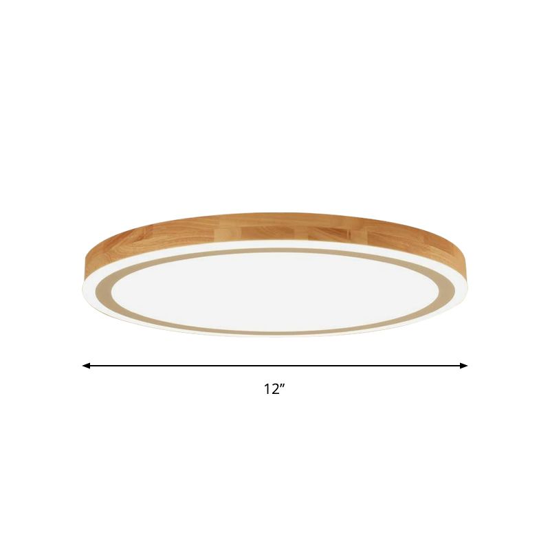 Kit de plafonnier LED en bois naturel, éclairage rond Super fin de 12/15 pouces de diamètre, de Style nordique, pour chambre à coucher