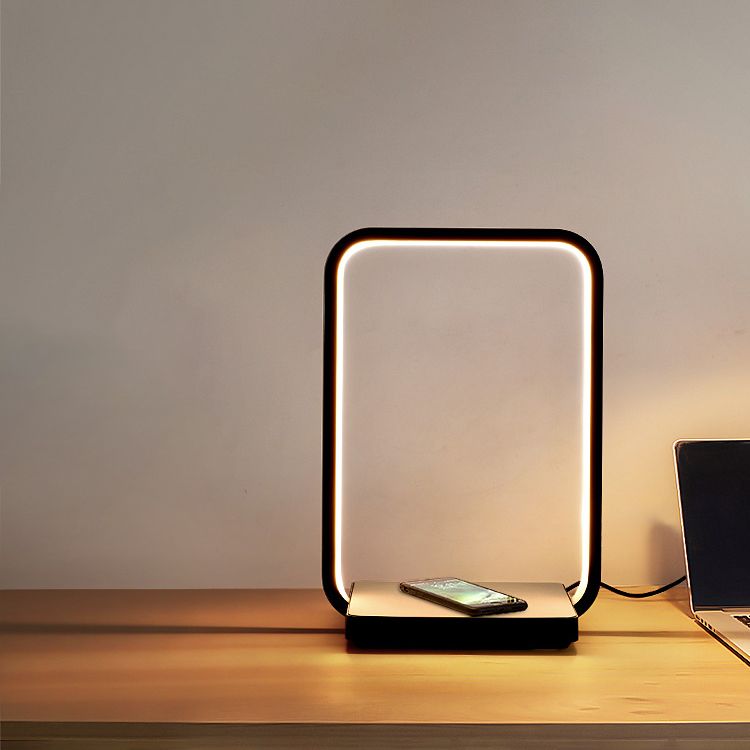 Linear 1 Light Nightstand Lamp Contemporary Metal Night Table Lamps for Bedroom