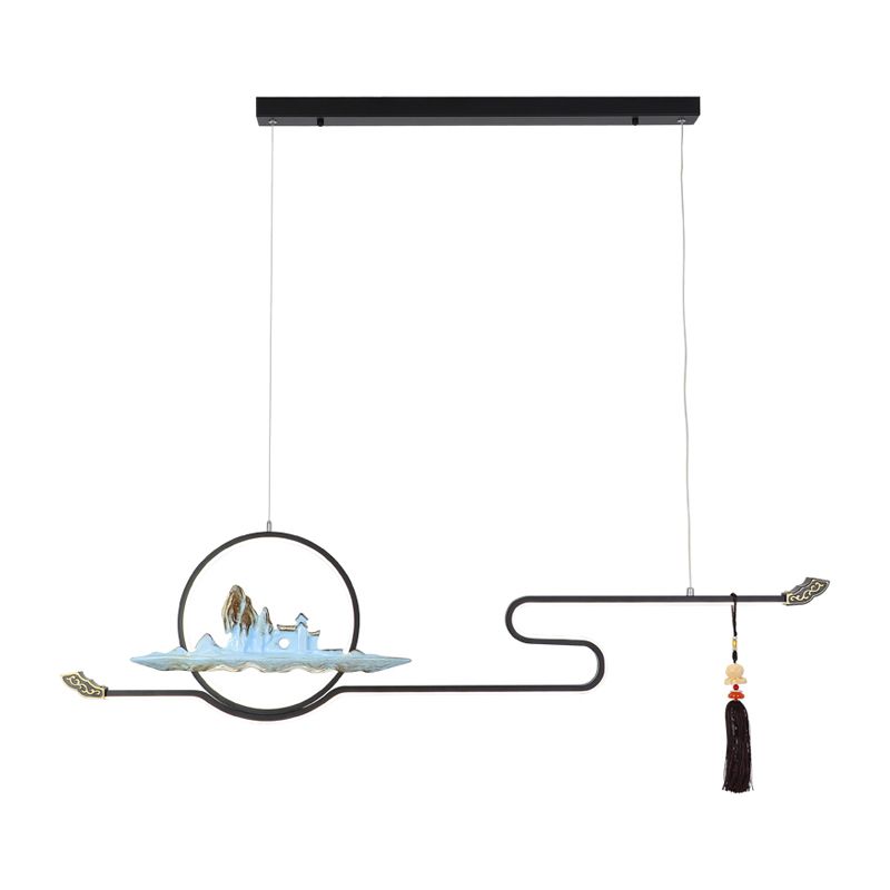 Accesorios de iluminación colgante lineal de 2 luces luces colgantes de sala de té modernas con sombra de metal