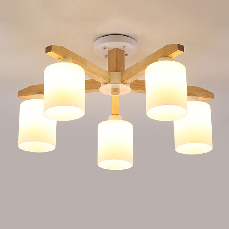 Contemporary Flush Light Fixture Wood Flush Mount Lights in Brown for Living Room