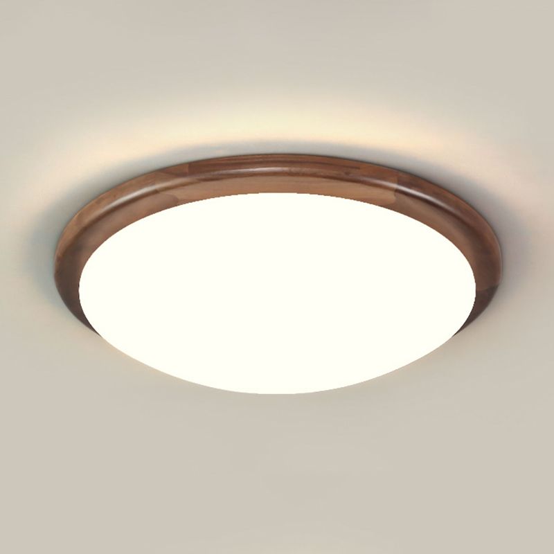 Modern Wood LED Flush Mount Circle Shape Ceiling Light with Acrylic Shade for Living Room