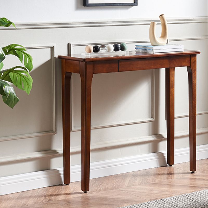 Rectangle 4 Legs Single Drawer Wood Console Table with Storage
