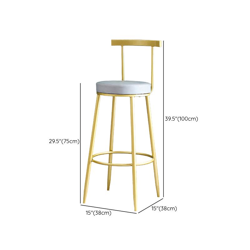 Metal Low Back Dining Stools Glam Armless Bar Stools with Gold Metal Base