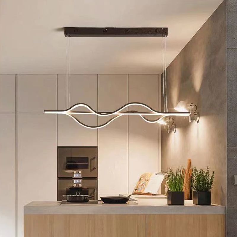 Minimalist Hanging Island Light Metal Dining Room LED Island Pendant Light