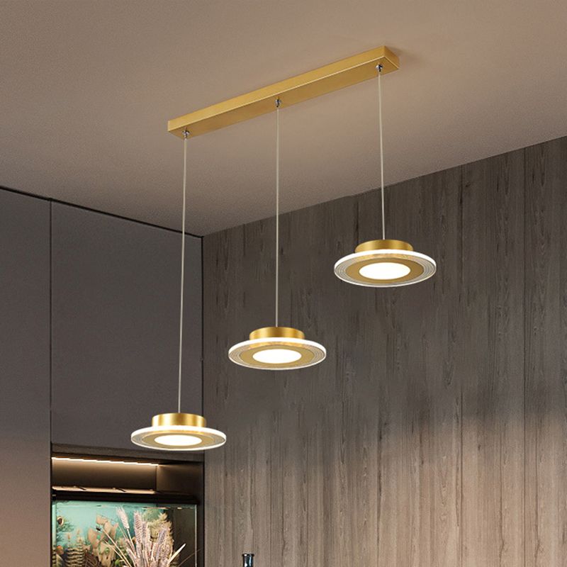 3 Ronde kroonluchter licht eigentijdse acryl -LED Gold Pendant verlichtingsarmatuur in warm/wit licht