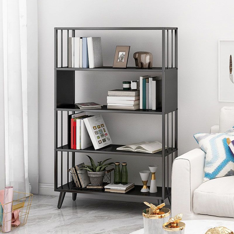 12" W Black Iron Frame Bookshelf Modern Open Storage Bookcase for Home Office