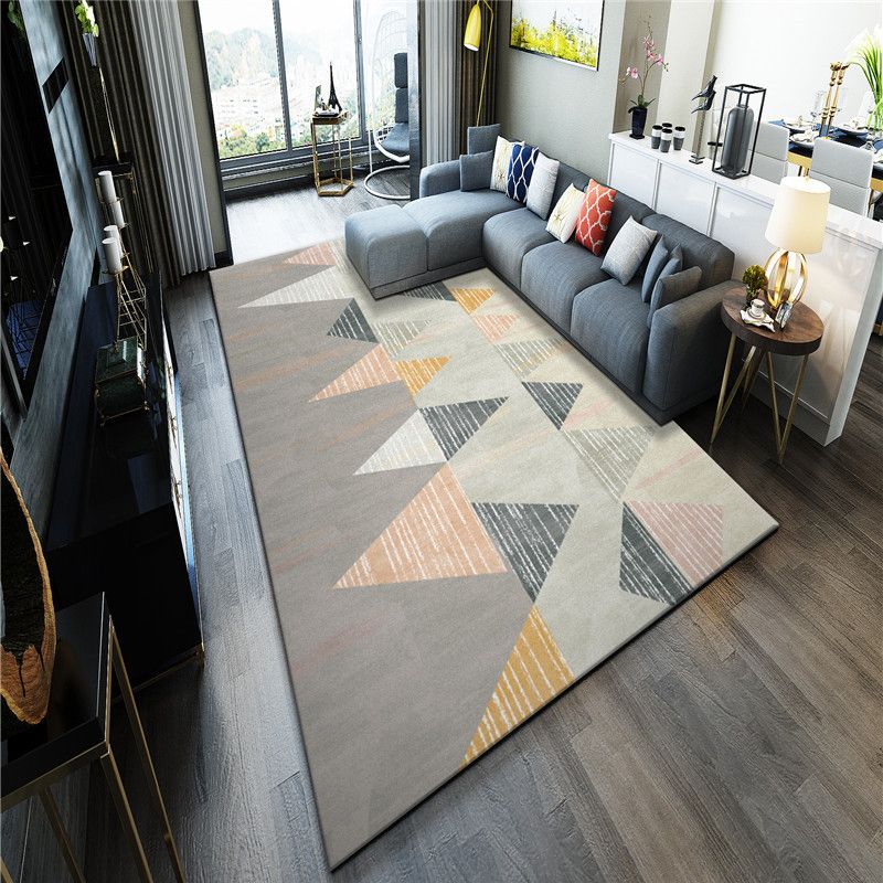 Light Gray Modern Rug Polyester Stripe Indoor Rug Stain Resistant Rug for Home Decor