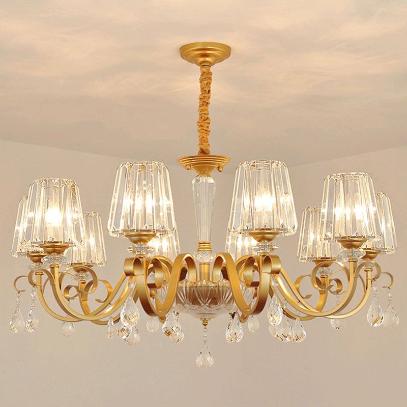 Lámpara de colgante de cono de cristal prismático Luz de lámpara de techo contemporánea con decoraciones de gotas