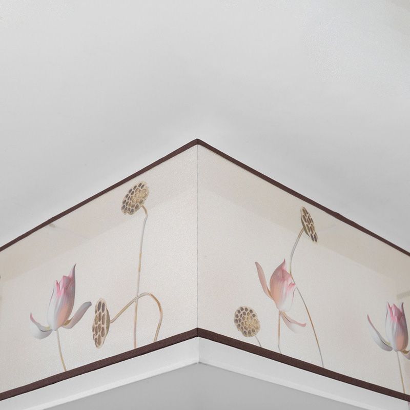 16" Wide 4 Lights Flush Mount Traditional Fabric Flush Ceiling Light in White for Bedroom