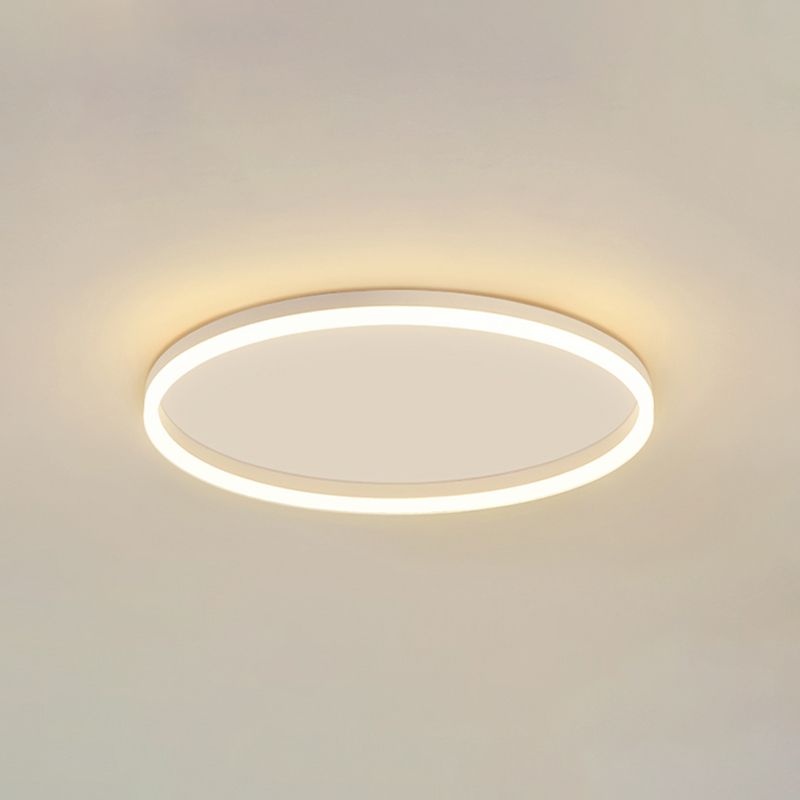 Metal Round Shape Flush Mount Light Modern 1 Light Flush Mount Lighting Fixtures in White