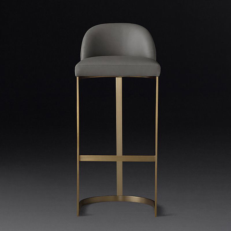 Contemporary Faux Leather Counter Chair Bucket Low Back Barstool with Metal Legs