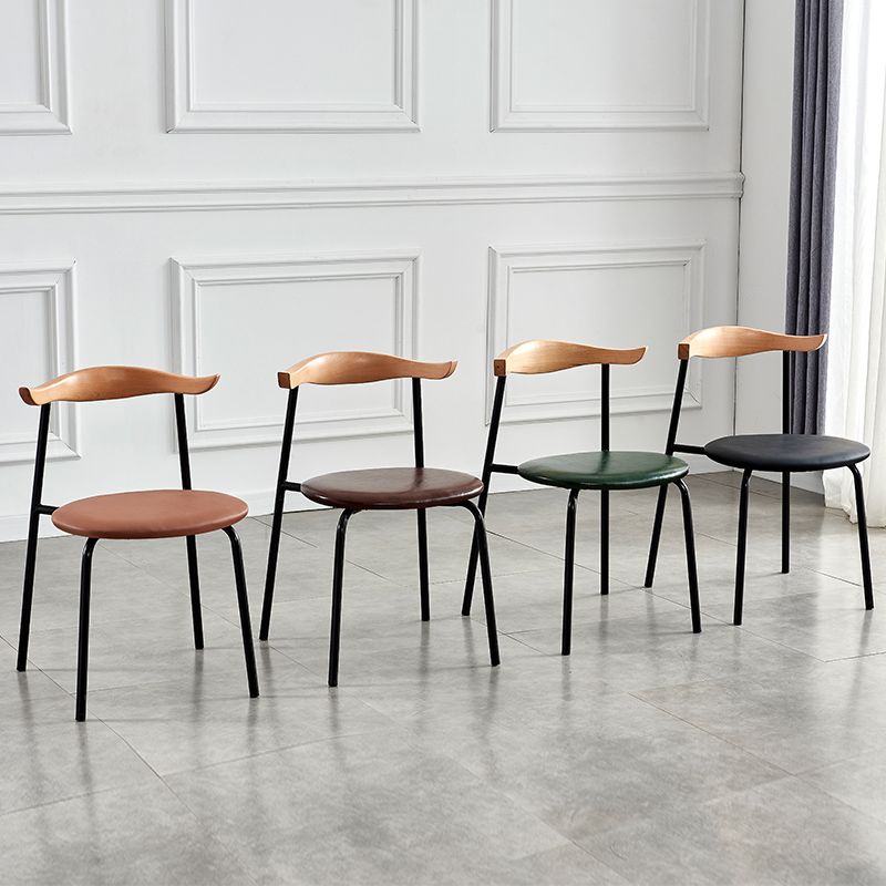 Contemporary Metal Dining Room Chairs Armless Open Back Dining Side Chair for Home Use