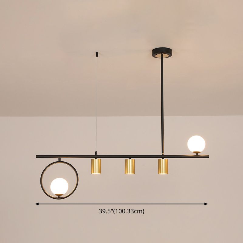 5 lustres légers du globe moderne en métal léger et îlot de verre