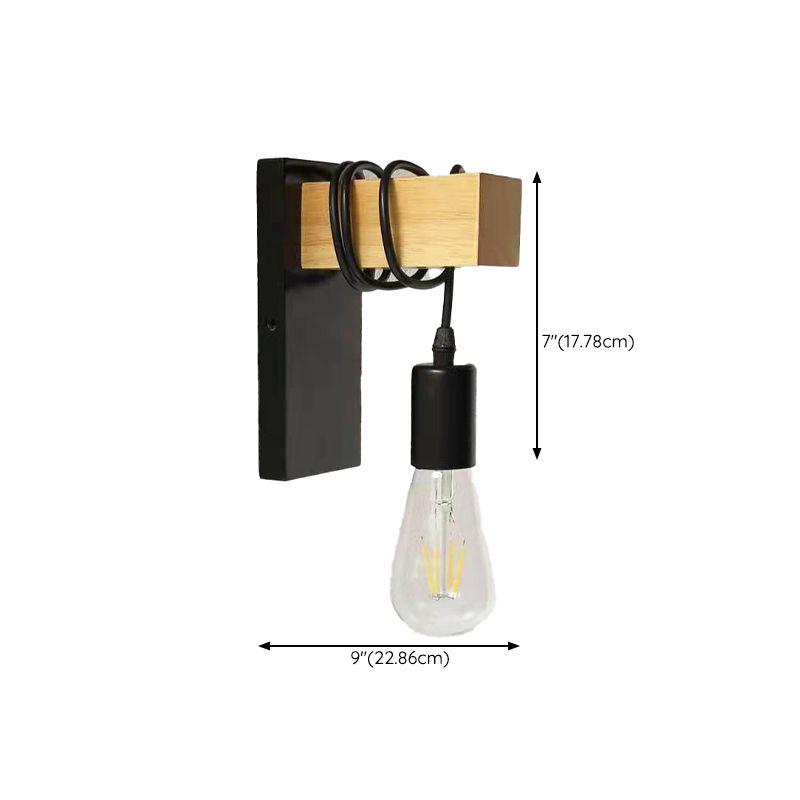Bulb Shape Wood Vanity Sconce Light Modern Style 1-Light Vanity Mirror Lights