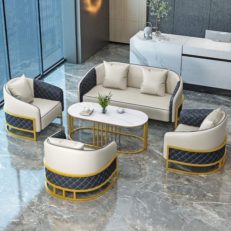 Modern Leather Sofa Chesterfield Tuxedo Arm Loveseat for Bonus Room