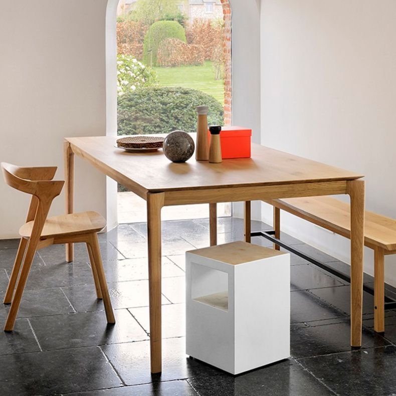 Rectangle Wood Color Dining Table Ashwood Solid Wood Table Modern with 4 Legs